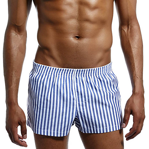 

Superbody Men's Sports Underwear Shorts Boxer Briefs Bottoms Cotton Fitness Gym Workout Performance Running Training Breathable Soft Sweat wicking Sport Stripes Blue Gray / Stretchy