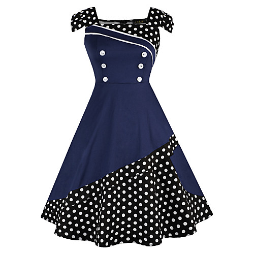 

Women's Sheath Dress White Black Red Navy Blue Short Sleeve Polka Dot Print U Neck Elegant S M L XL XXL 3XL 4XL