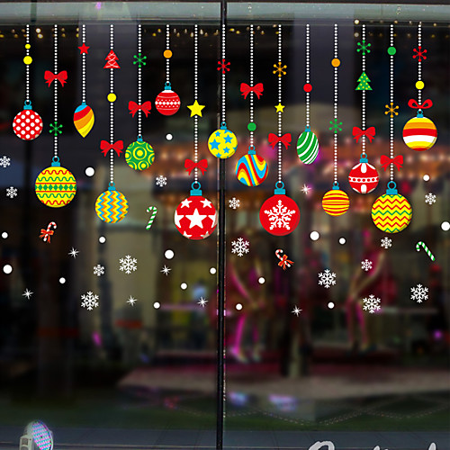

Christmas Window Stickers Merry Christmas Colorful Pendants Household Wall Sticker DIY Wall Decals Festival Murals Xmas New Year Decor