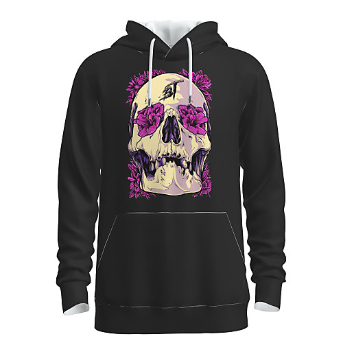 

Men's Pullover Hoodie Sweatshirt Graphic Skull Hooded 3D Print Basic Halloween Hoodies Sweatshirts Long Sleeve Black