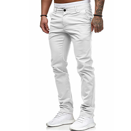 

Men's Basic Outdoor Daily Chinos Pants Solid Colored Full Length White Black Red Yellow Blushing Pink