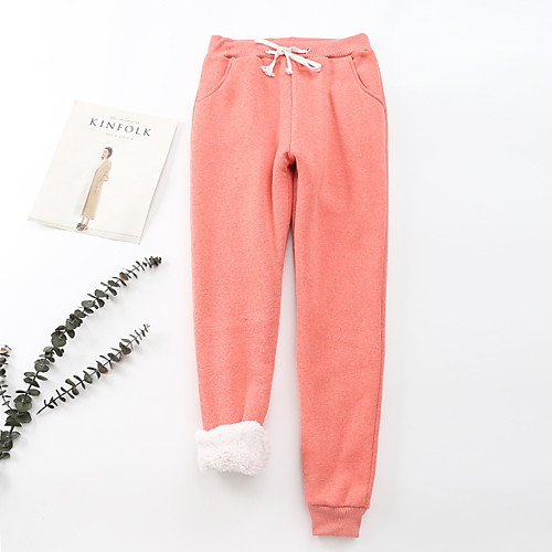 

Women's Basic Streetwear Comfort Daily Going out Jogger Sweatpants Pants Solid Colored Full Length Drawstring Pocket Black Blue Red Yellow Blushing Pink