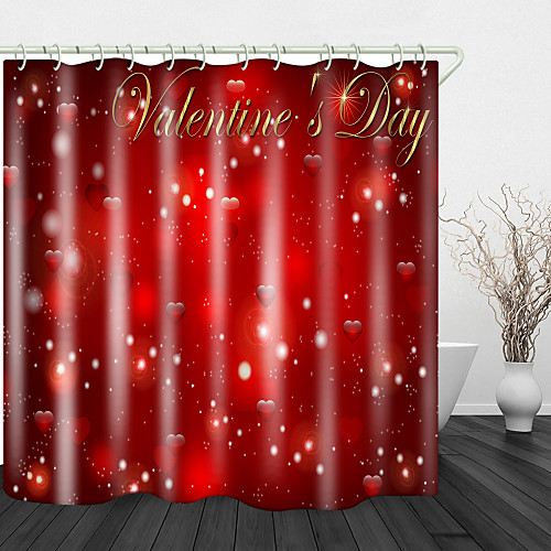 

Red Heart Romance Print Waterproof Fabric Shower Curtain for Bathroom Home Decor Covered Bathtub Curtains Liner Includes with Hooks