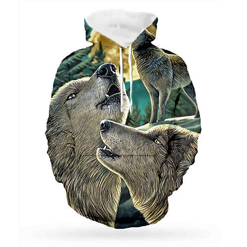 

Men's Pullover Hoodie Sweatshirt Graphic Animal Hooded Daily 3D Print Basic Hoodies Sweatshirts Long Sleeve Gray