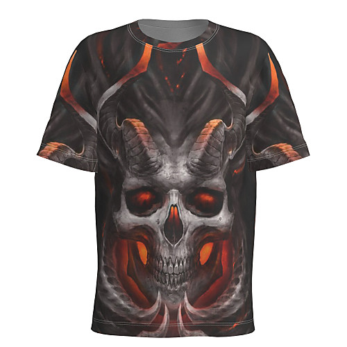 

Men's T shirt 3D Print Graphic Skull Short Sleeve Sports Tops Basic Black