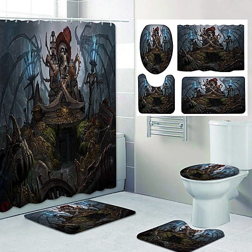 

Halloween Night Skeleton Pattern PrintingBathroom Shower Curtain Leisure Toilet Four-Piece Design