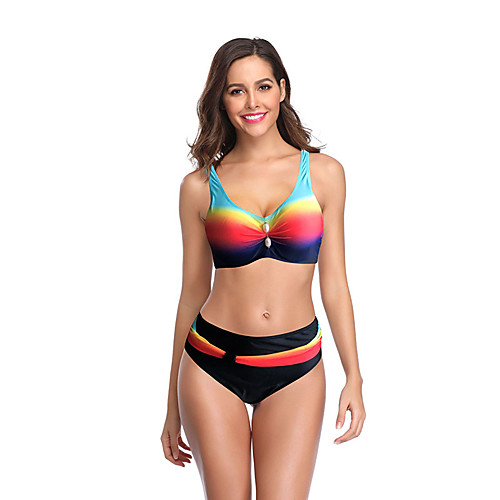 

Women's Bikini Swimsuit Rainbow Rainbow Swimwear Padded Strap Bathing Suits Sexy / Padded Bras