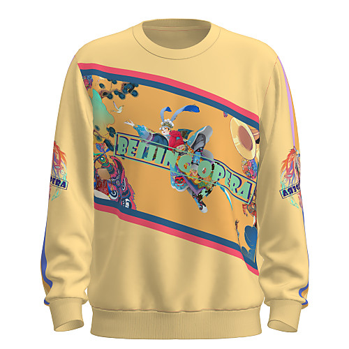 

Women's Men's Pullover Sweatshirt Graphic Chinese Style Portrait Oversized Round Neck Daily Weekend 3D Print Casual Streetwear Hoodies Sweatshirts Long Sleeve Yellow