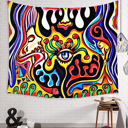 

Wall Tapestry Art Decor Blanket Curtain Picnic Tablecloth Hanging Home Bedroom Living Room Dorm Decoration Polyester Abstract Eye Human Face