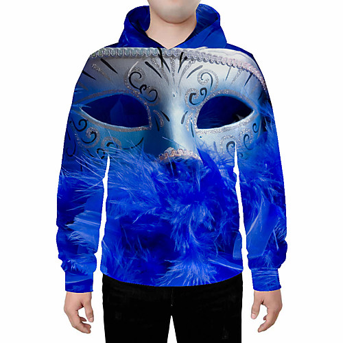 

Men's Plus Size Pullover Hoodie Sweatshirt Graphic Geometric 3D Hooded Daily Going out 3D Print 3D Print Casual Hoodies Sweatshirts Blue