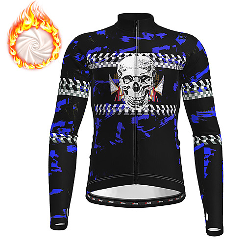 

21Grams Men's Long Sleeve Cycling Jersey Winter Fleece Polyester Black Orange Sugar Skull Skull Funny Bike Jacket Jersey Top Mountain Bike MTB Road Bike Cycling Thermal Warm Fleece Lining Warm Sports