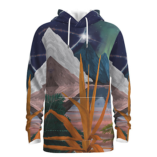 

Men's Pullover Hoodie Sweatshirt Plants Graphic Hooded Daily Weekend 3D Print Work Casual Hoodies Sweatshirts Long Sleeve Blue