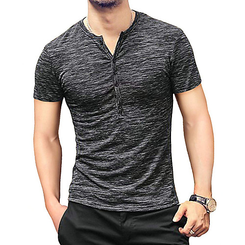 

Men's T shirt Shirt Solid Color Short Sleeve Holiday Tops White Blue Black / Summer