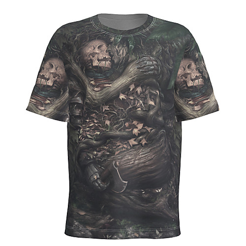 

Men's T shirt Shirt 3D Print Graphic Skull Muscle Short Sleeve Halloween Tops Basic Round Neck Black