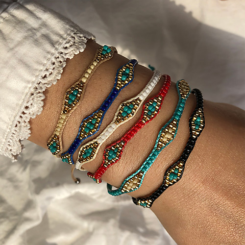 

3pcs Women's Friendship Bracelet Vintage Bracelet Bracelet Braided Fashion Birthday Vintage Theme Stylish Unique Design Ethnic Fashion Boho Glass Bracelet Jewelry Royal Blue / Red For Sport Date