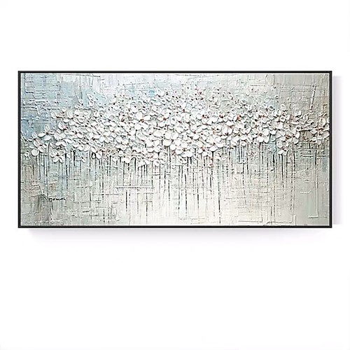 

Oil Painting Handmade Hand Painted Wall Art White Floral Home Decoration Décor Rolled Canvas No Frame Unstretched
