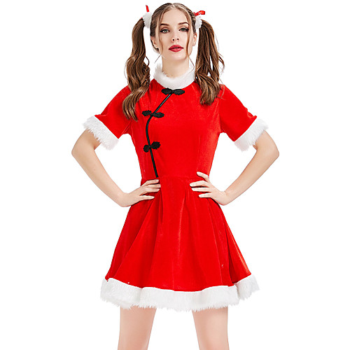 

Santa Claus Dress Women's Adults' Vacation Dress Christmas Christmas Velvet Dress