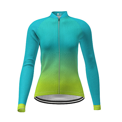 

21Grams Women's Long Sleeve Cycling Jersey Winter Polyester Green Gradient Bike Jersey Top Mountain Bike MTB Road Bike Cycling Quick Dry Back Pocket Sports Clothing Apparel / Micro-elastic