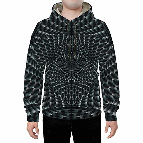 

Men's Plus Size Pullover Hoodie Sweatshirt Geometric Abstract 3D Hooded Daily Going out 3D Print 3D Print Casual Hoodies Sweatshirts Dark Gray