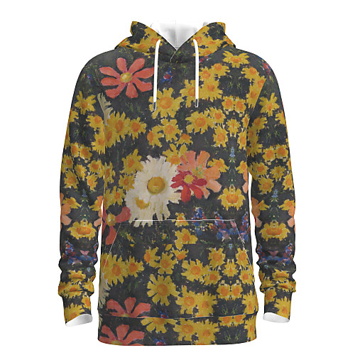 

Men's Pullover Hoodie Sweatshirt Floral Plants Graphic Hooded Weekend 3D Print Active Casual Hoodies Sweatshirts Long Sleeve Yellow