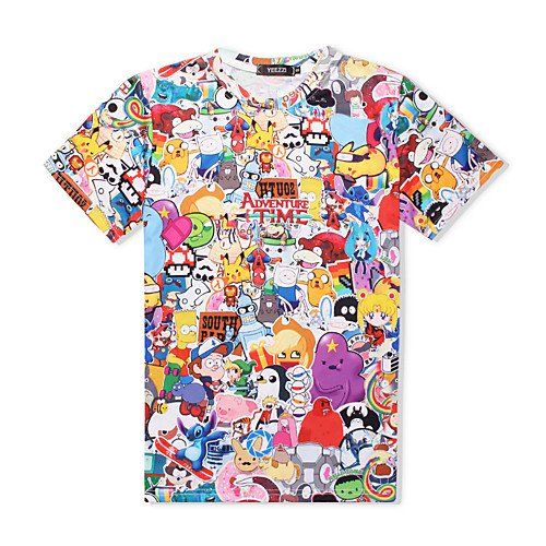 

Men's T shirt Shirt Other Prints Graphic Print Short Sleeve Daily Tops Basic Round Neck White