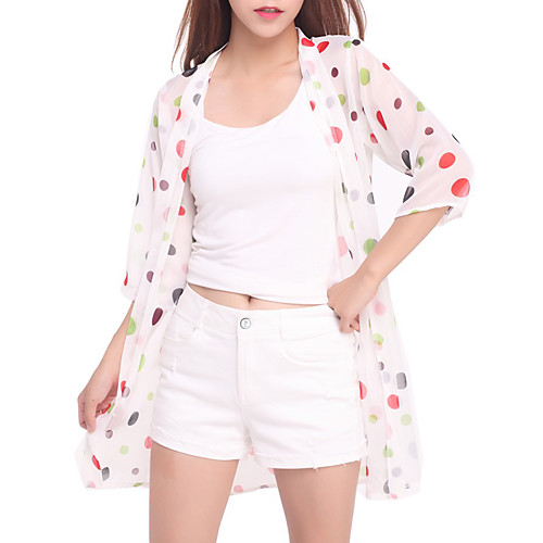 

Women's Cover Up Swimsuit Slim Color Block Light Blue Wine Fuchsia Rainbow White Swimwear Bathing Suits Lady / Chiffon / Padless