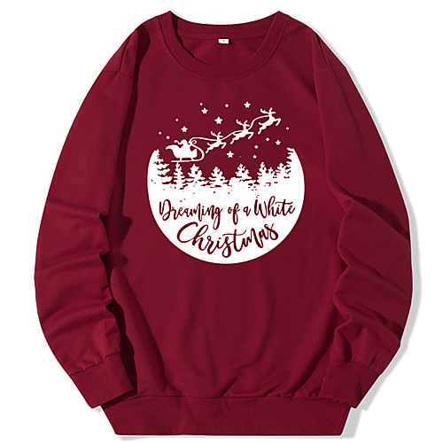 

Women's Pullover Sweatshirt Graphic Monograms Daily Other Prints Christmas Hoodies Sweatshirts Blue Yellow Blushing Pink