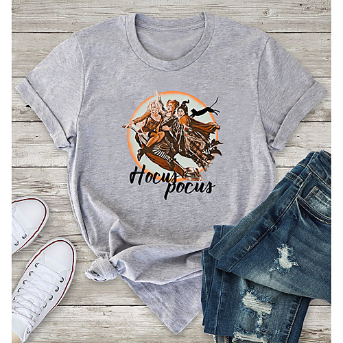 

Women's T shirt Graphic Text Graphic Prints Print Round Neck Basic Tops 100% Cotton White Purple Red