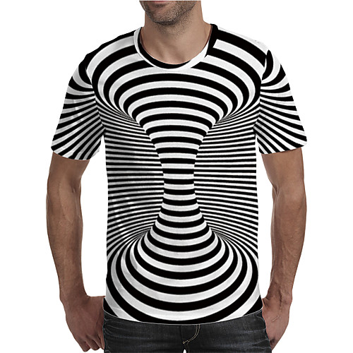 

Men's T shirt Shirt 3D Print Graphic Plus Size Print Short Sleeve Daily Tops Elegant Exaggerated Round Neck Black