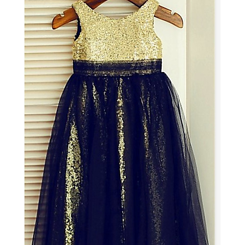 

Ball Gown Knee Length Flower Girl Dresses Party Lace Sleeveless Jewel Neck with Color Block