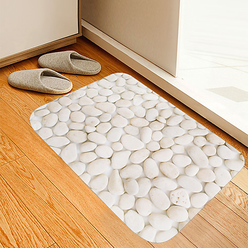 

White Pebble Digital Printing Floor Mat Modern Bath Mats Nonwoven / Memory Foam Novelty Bathroom
