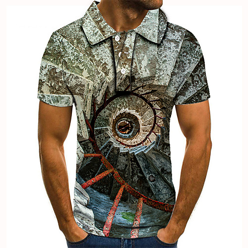 

Men's Golf Shirt Tennis Shirt 3D Print Graphic Optical Illusion Print Short Sleeve Daily Tops Basic Gray