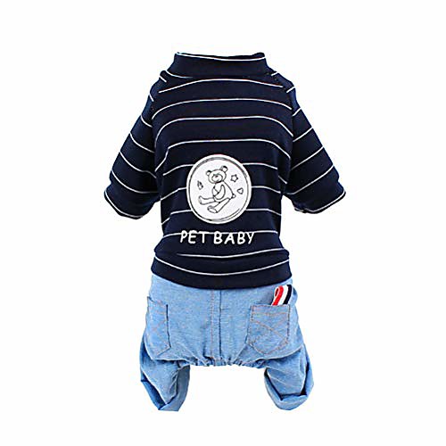 

pet baby bear printed striped dog clothes pet costumes puppy outfit clothing ofr small dogs chihuahua pug bulldog jacket coat - size xs (black)