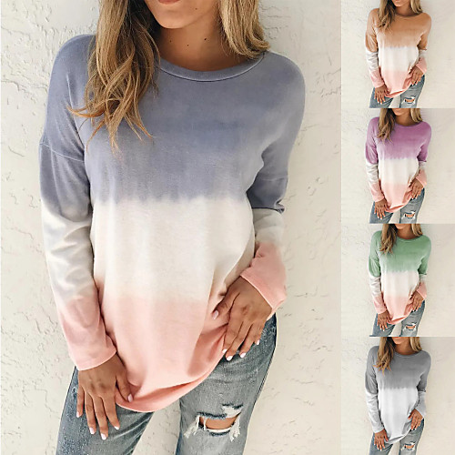 

Women's Sweatshirt Pullover Tie Dye Crew Neck Color Block Sport Athleisure Sweatshirt Top Long Sleeve Warm Soft Comfortable Everyday Use Daily Exercising / Winter