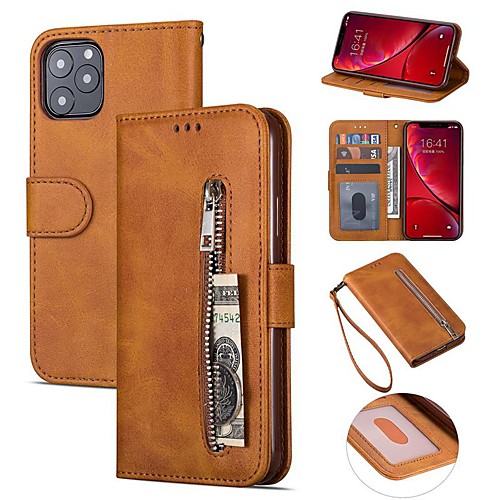 

Case For Apple iPhone 12 iPhone SE 2020 11 Pro Max XS Max XR X 7 8 Plus 6 6s Plus Wallet Card Holder with Stand Full Body Cases Solid Colored PU Leather