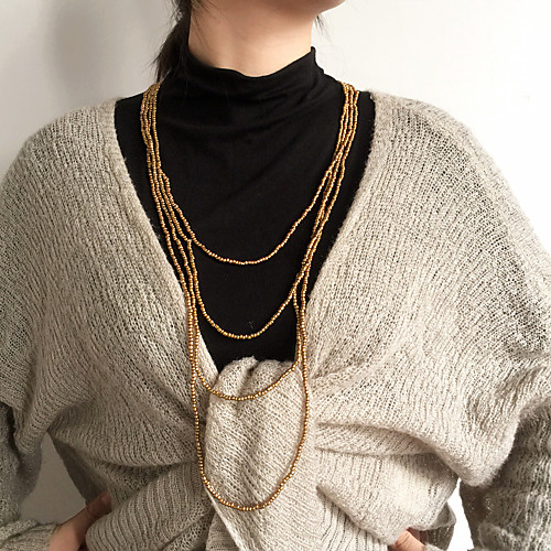 

Women's Beaded Necklace Necklace Stacking Stackable Friends Precious Joy Gemini Lucky Dainty Simple Unique Design Fashion Cord Glass Silver Gold 100 cm Necklace Jewelry 1pc For Sport Gift Prom Beach
