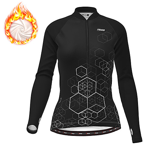 

21Grams Women's Long Sleeve Cycling Jersey Winter Fleece Polyester Black Gradient Geometic Bike Jersey Top Mountain Bike MTB Road Bike Cycling Thermal Warm Fleece Lining Warm Sports Clothing Apparel