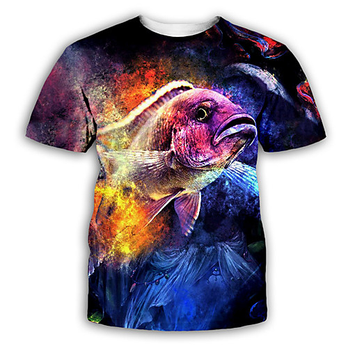 

Men's T shirt 3D Print Graphic Print Short Sleeve Party Tops Exaggerated Rainbow