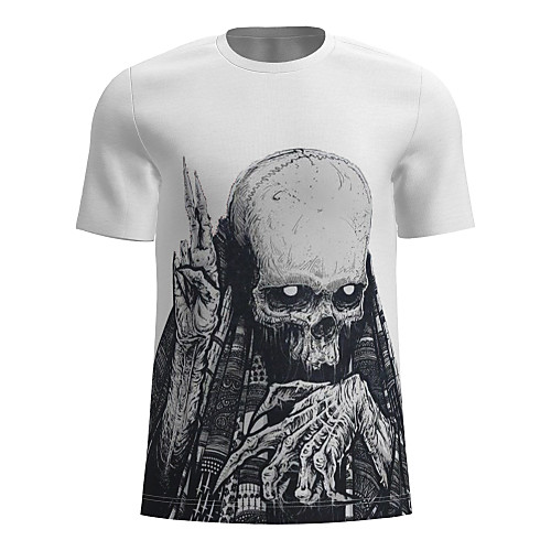 

Men's T shirt 3D-print Graphic Skull Short Sleeve Daily Tops White