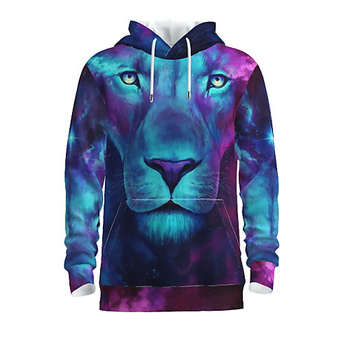 

Men's Pullover Hoodie Sweatshirt Graphic Animal Hooded Daily 3D Print Basic Hoodies Sweatshirts Long Sleeve Blue