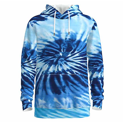 

Men's Pullover Hoodie Sweatshirt Graphic Tie Dye 3D Hooded Daily 3D Print Basic Hoodies Sweatshirts Long Sleeve Blue