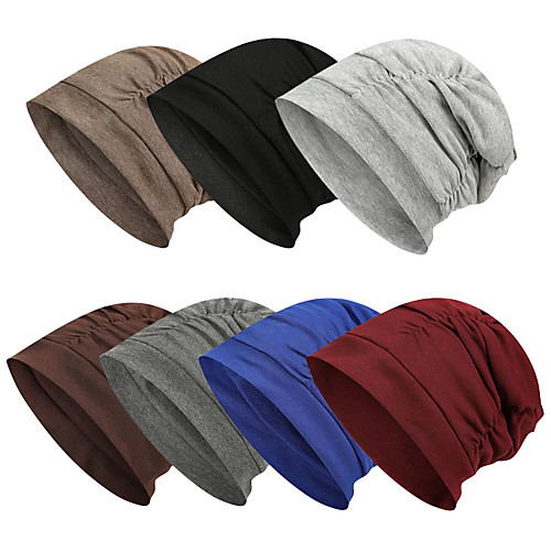 

Men's Beanie Hat 1 PCS Winter Outdoor Portable Breathable Warm Soft Hat Solid Color Cotton Dark Grey Black Burgundy for Fishing Climbing Beach