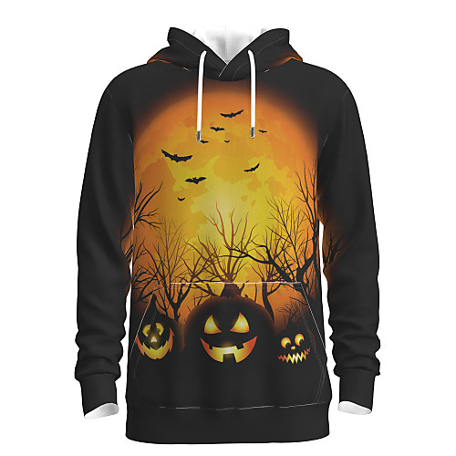 

Men's Pullover Hoodie Sweatshirt Graphic Pumpkin Hooded Halloween Weekend 3D Print Casual Halloween Hoodies Sweatshirts Long Sleeve Black