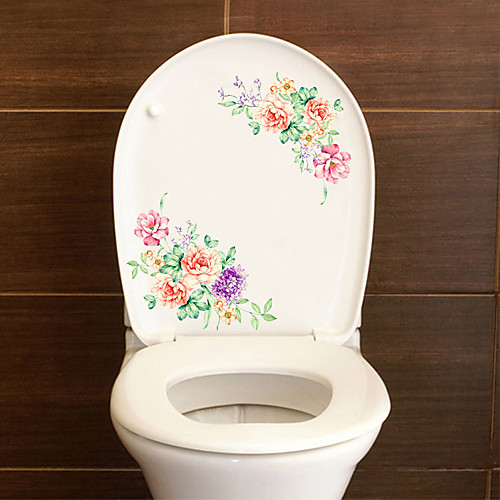 

Floral & Plants Wall Stickers Toilet, Removable PVC Home Decoration Wall Decal