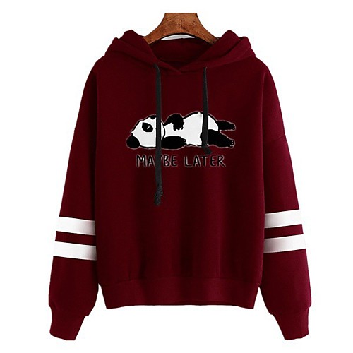 

Women's Hoodie Pullover Animal Patterned Daily Other Prints Basic Hoodies Sweatshirts Loose Wine Gray Green