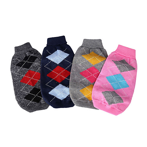 

Dog Cat Sweater Plaid / Check Minimalist Casual / Daily Winter Dog Clothes Puppy Clothes Dog Outfits Grid Pink Dark Blue Costume for Girl and Boy Dog Polyester XS S M L