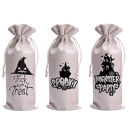 

Halloween Party Halloween Linen Wine Holder Packaging Bag Gift Storage Bag Linen Drawstring Pocket