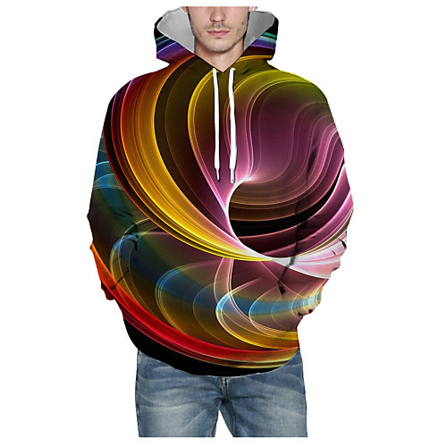 

Men's Pullover Hoodie Sweatshirt Print Graphic 3D Hooded Daily 3D Print Basic Hoodies Sweatshirts Long Sleeve Brown