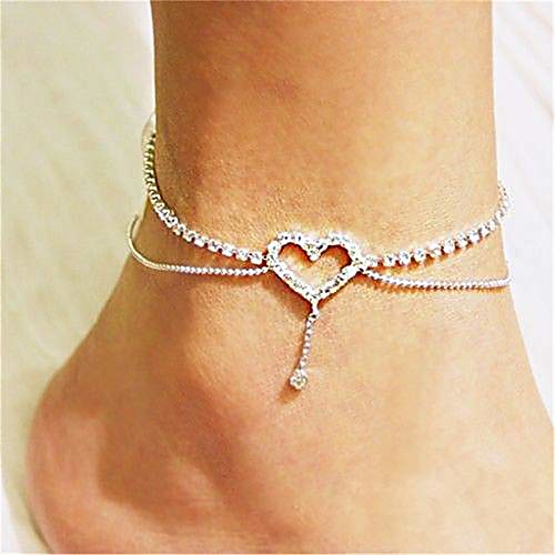 

heart pattern crystal anklet women simple rhinestone anklet foot accessories (color 2)