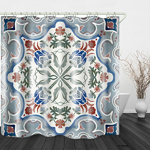 

Family Flower Print Waterproof Fabric Shower Curtain for Bathroom Home Decor Covered Bathtub Curtains Liner Includes with Hooks